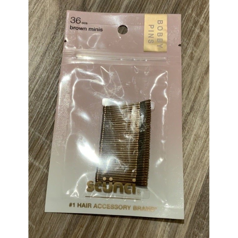 SCUNCI 1-3/8" BROWN MINI BOBBY PINS -36‎ PCS. (33444)
